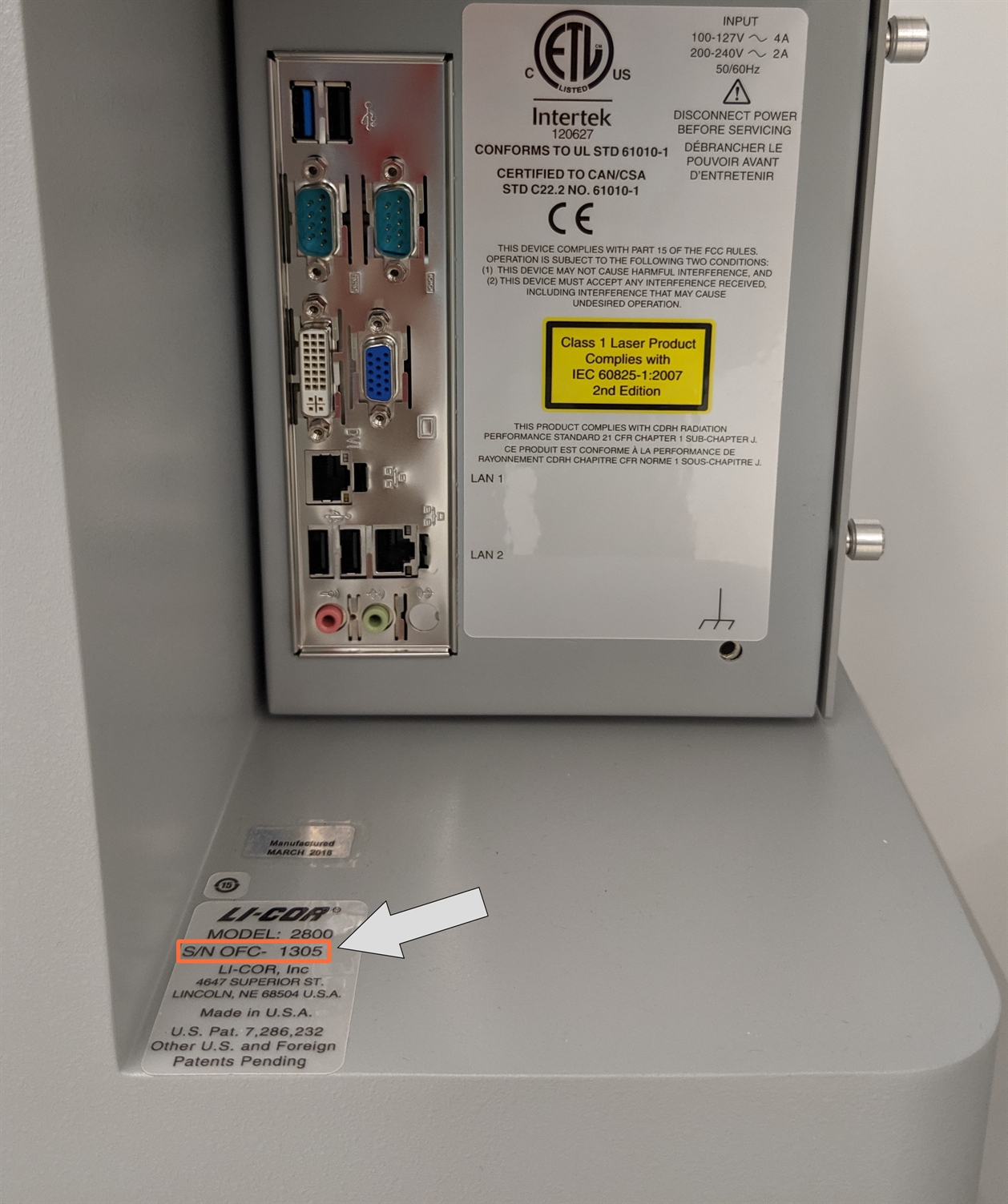 Odyssey XF serial number label