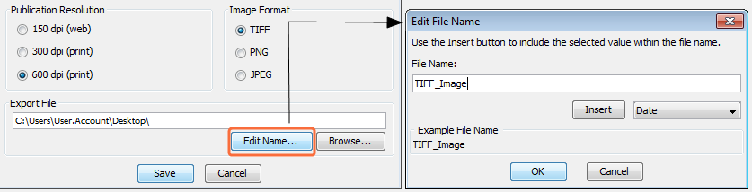 Image Studio 5.0 Edit File Name dialog