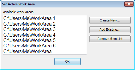 Image studio work area list set active work area