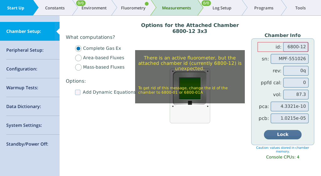 Warning for an unexpected fluorometer ID.